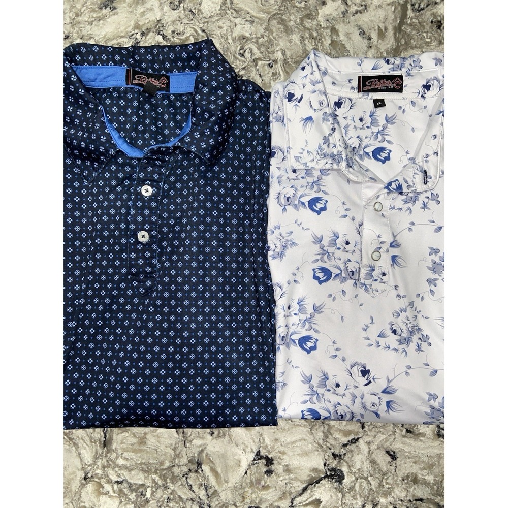 2 Rafter C Golf Polo XL Shirts 1 Pearl Snap Floral 1 Button Geometric Print